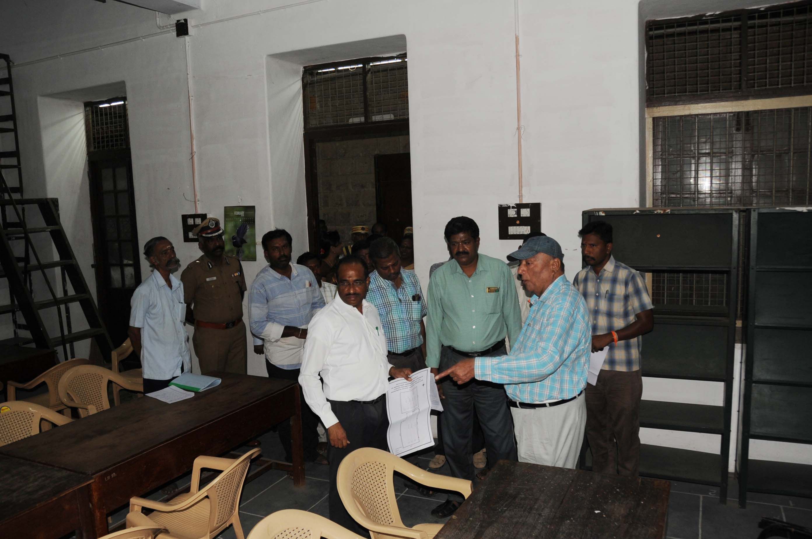 Madurai parliamentary general observer and District collector/Returning officer inspected the counting centre on Madurai north-Medical college at 01.04.2019.