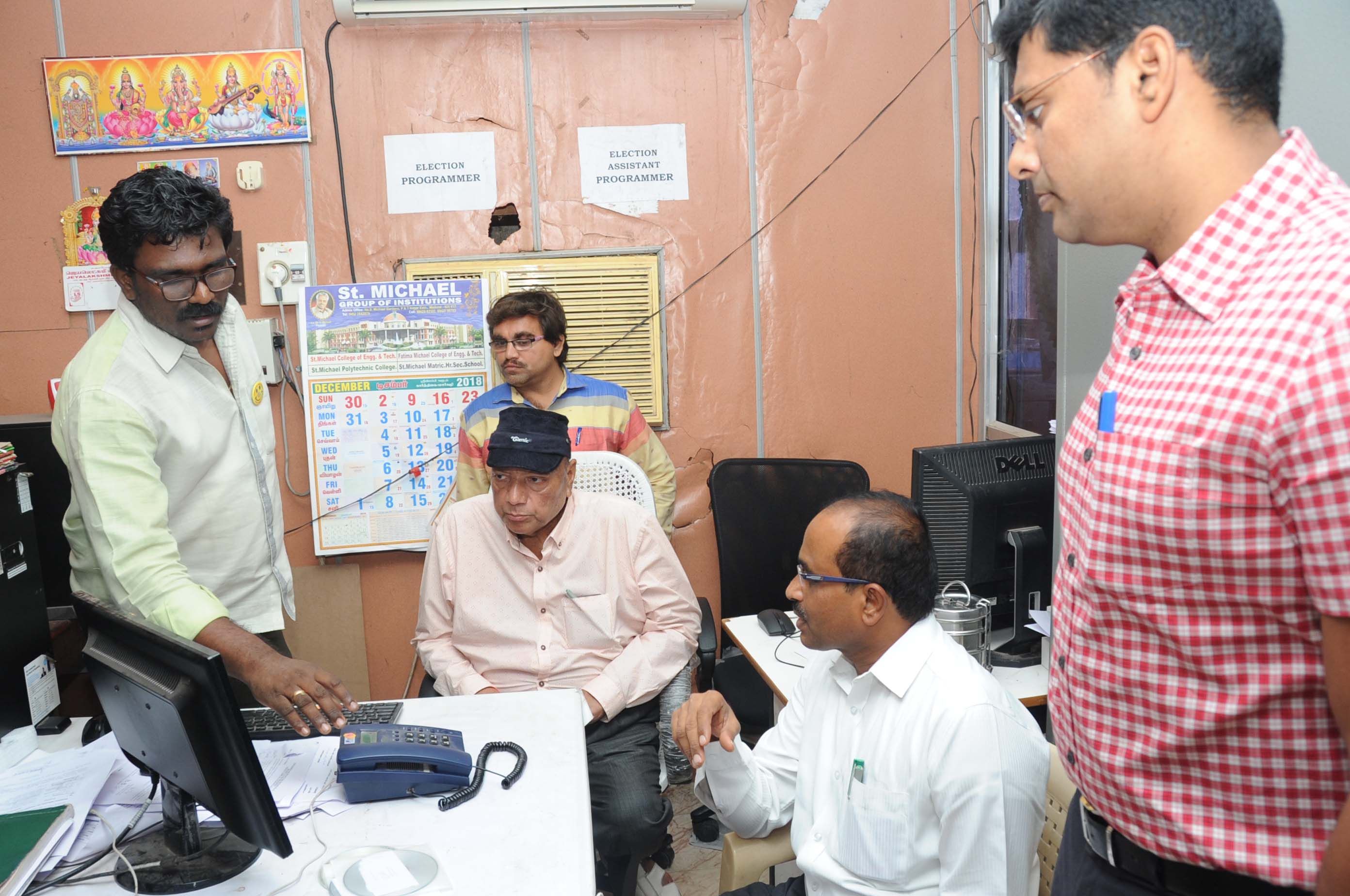 Madurai parliamentary general observer and District collector/Returning office inspected the Randomisation process of polling personnel for election duty on Madurai  north-collectorate campus at 04.04.2019
