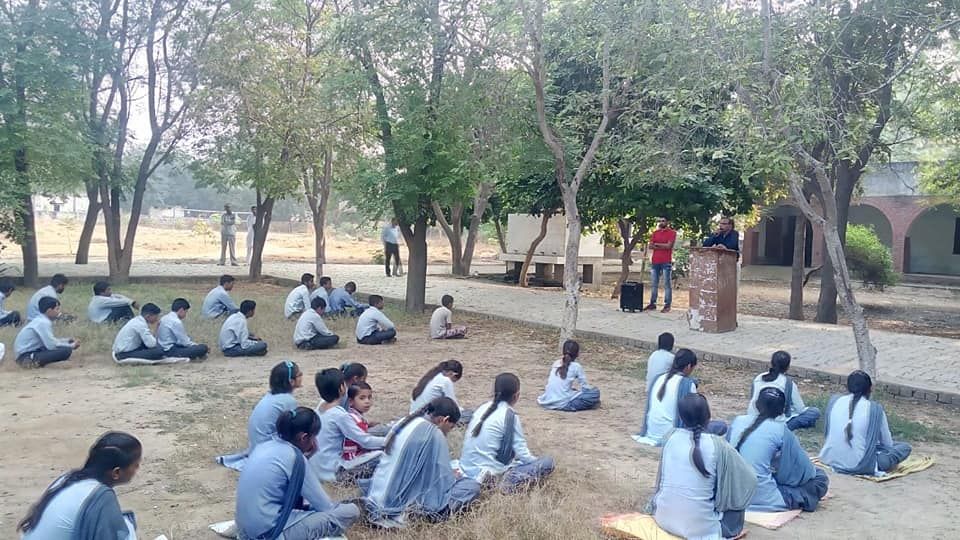 Students actively taking part in 150th Birth Celebrations of Mahatma Gandhi and Voter Awareness programme in schools, District Jind