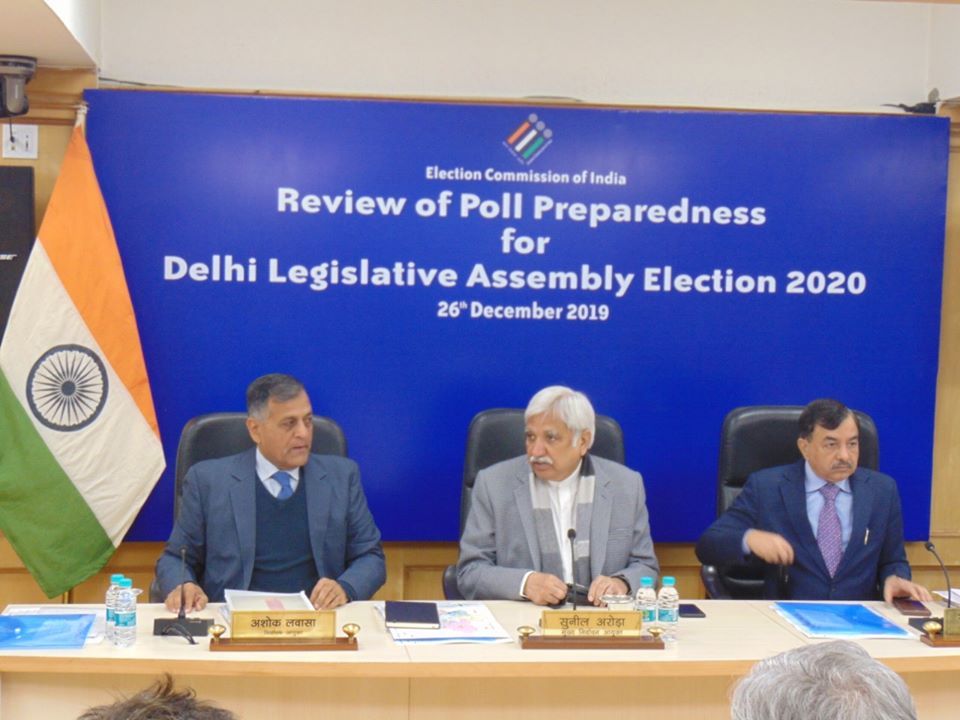 Review Meeting on Poll Preparedness for the Legislative Assembly Election 2020 at Nirvachan Sadan, ECI. In this Review Meeting Chief Election Commissioner, Shri Sunil Arora, Senior officers from ECI, CEO Delhi and many senior officer's were present.