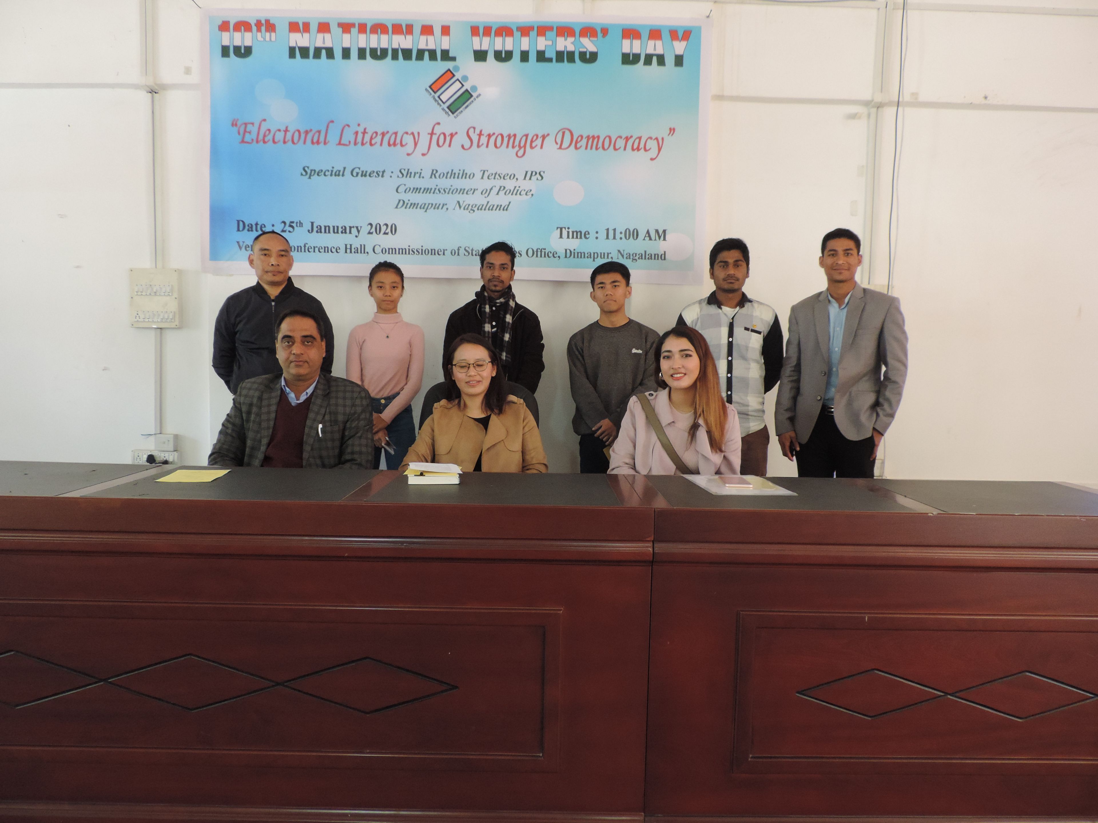 newly enrolled electors with DC & DEO, Special guest and District Icon, Dimapur District.JPG