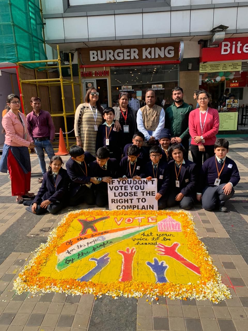 Special Voter Awareness Campaigns in V3S Mall, Rangoli Competition on election theme