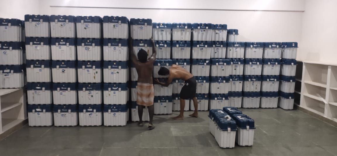 TNLA2021 - 93 Sendamangalam Constituency - Storing of EVM and VVPAT Machines in Strong room1.jpg
